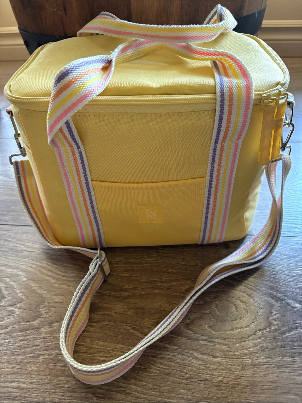 Nespresso Limited Edition Yellow Yuzu Insulated Cooler Bag - Pastel Stripes